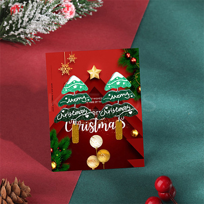 Christmas Theme Acrylic Dangle Stud Earrings FS-WG16439-09-1
