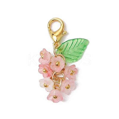 7Pcs Acrylic Flower Pendant Decorations HJEW-JM03089-1