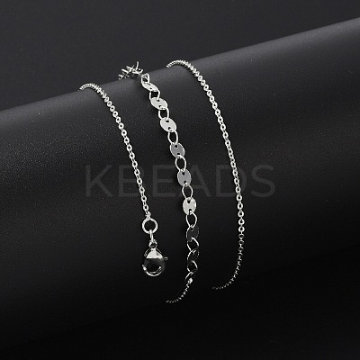 Brass Cable & Flat Sequin Chains Necklaces for Women NJEW-D302-40P-1
