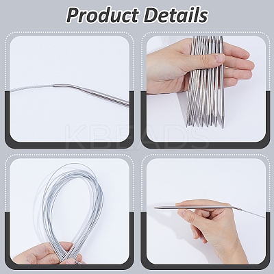 12 Styles Stainless Steel Wire Knitting Needles DIY-AR0004-93A-1