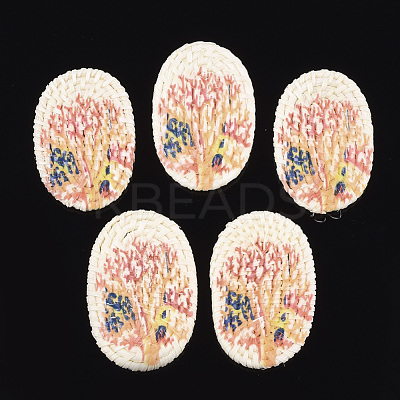 Handmade Reed Cane/Rattan Woven Beads WOVE-T006-114-1