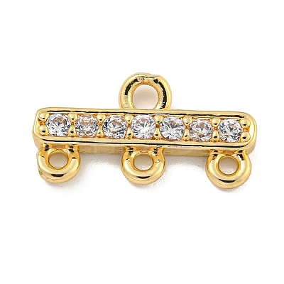 Rack Plating Brass Micro Pave Clear Cubic Zirconia Rectangle Chandelier Component Links X-KKB-L215-037LG-1