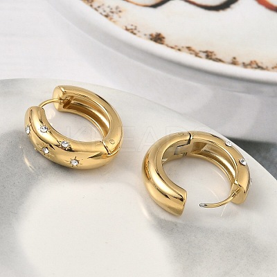 304 Stainless Steel Rhinestone Hoop Earrings EJEW-K268-72G-1