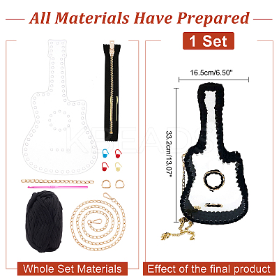 DIY Guitar Shape Purse Knitting Kit DIY-WH0029-39-1