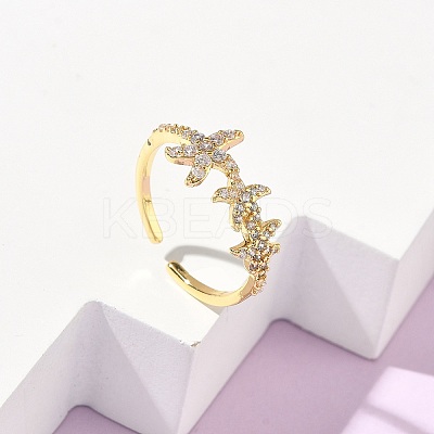 304 Stainless Steel Cubic Zirconia Cuff Open Rings for Women LS-RJEW-Z122-02G-04-1