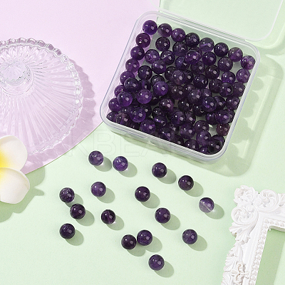 100Pcs Natural Amethyst Beads G-SP0001-22C-1