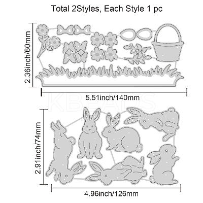 2Pcs Styles Carbon Steel Cutting Dies Stencils DIY-WH0309-709-1