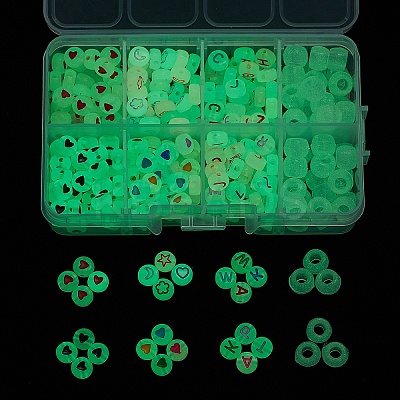 6 Style Luminous Acrylic & Transparent Plastic Beads MACR-FS0001-24-1