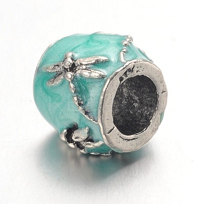 Barrel Large Hole Alloy Enamel European Beads MPDL-L013-10A-1