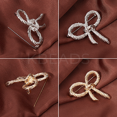 2Pcs 2 Colors Bowknot Alloy Brooches JEWB-GF0001-40-1