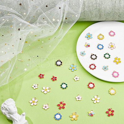 32Pcs 16 Styles Alloy Enamel Pendants ENAM-FH0001-66-1