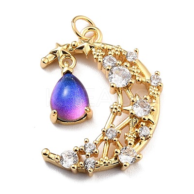 Brass Micro Pave Cubic Zirconia Pendants ZIRC-H122-04G-01-1