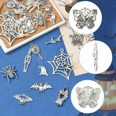 Halloween 40Pcs 20 Styles Tibetan Style Alloy Pendants FIND-FS0004-69-1