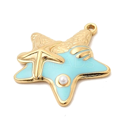 304 Stainless Steel Enamel Pendants STAS-P431-31G-02-1