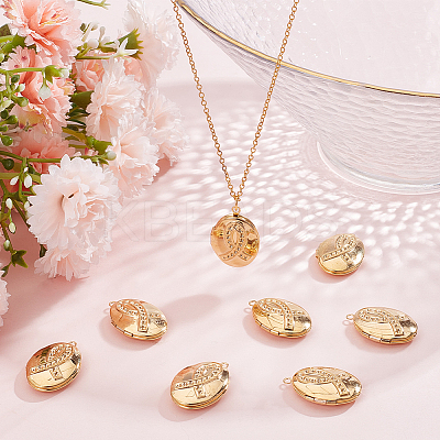 10Pcs Brass Locket Pendants KK-BBC0009-07-1
