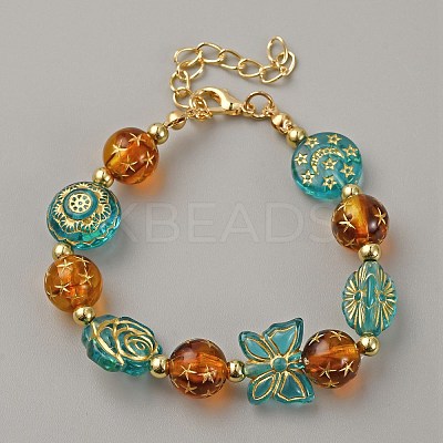 Alloy & Resin Beaded Bracelets for Women BJEW-WH0023-61C-1