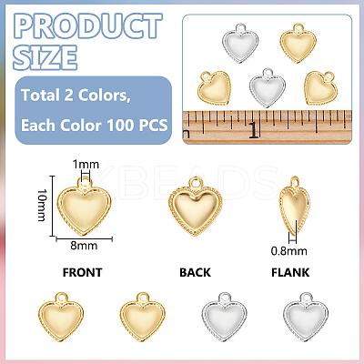 200Pcs 2 Style 201 & 304 Stainless Steel Charms STAS-UN0031-49-1