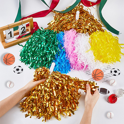 12Pcs 6 Styles Plastic Cheerleading Pom Poms Cheerleading Hand Flowers AJEW-CN0002-99-1