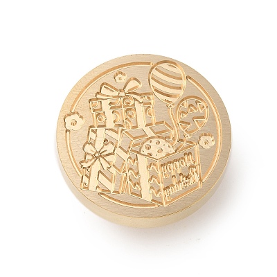 Golden Tone Wax Seal Brass Stamp Heads AJEW-U008-02G-03-1