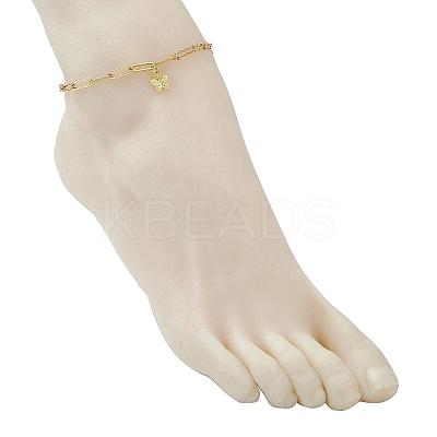 Alloy Butterlfy Charm 304 Stainless Steel Paperclip Chain Satellite Chain Anklets for Women AJEW-AN00755-1