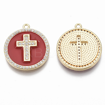 Brass Micro Pave Cubic Zirconia Pendants KK-R130-035-02G-NF-1