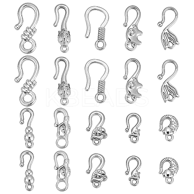 20Pcs 10 Styles Stainless Steel S-Hook Clasps STAS-PH0006-96P-1