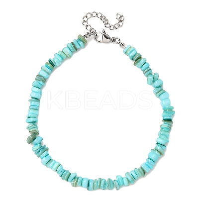 Dyed Natural Freshwater Shell Nuggets Beaded Anklets AJEW-AN00746-02-1