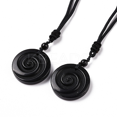 Adjustable Natural Mixed Gemstone Vortex Pendant Necklace with Nylon Cord for Women NJEW-L171-05-1