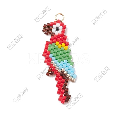 MIYUKI Handmade Japanese Glass Seed Beaded Parrot Pendants PALLOY-SZ00003-1