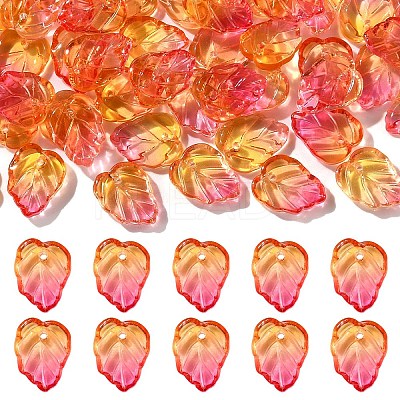 50Pcs Autumn Theme Two-Tone Transparent Glass Charms GLAA-YW0004-11B-1