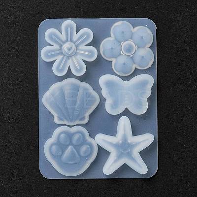 Flower & Shell & Starfish & Paw Print & Butterfly Silicone Molds X-DIY-P059-07-1