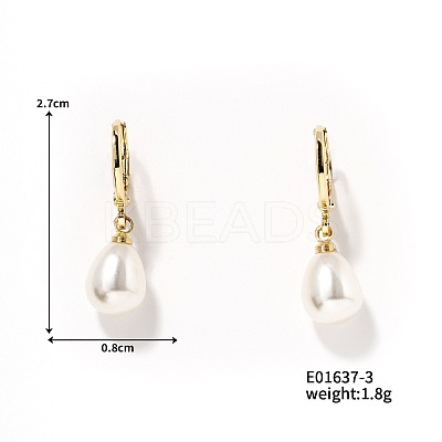 Elegant French Style Fashion Imitation Pearl Hoop Earrings for Women with Shiny Design BD2550-3-1