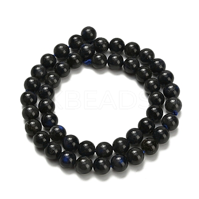 Natural Black Labradorite Beads Strands G-L642-B15-8mm-1