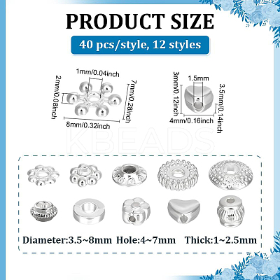 480Pcs 12 Styles Alloy Beads FIND-PH0028-82A-1