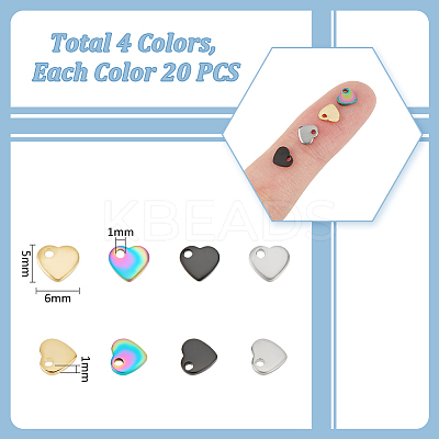 80Pcs 4 Style 201 & 304 Stainless Steel Charms STAS-UN0053-28-1