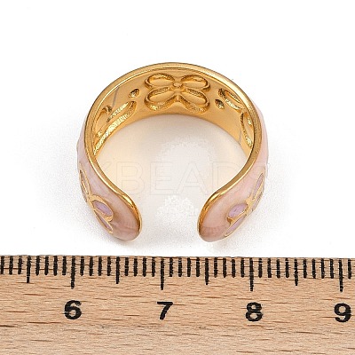 304 Stainless Steel Enamel Adjustable Cuff Rings for Women LS-RJEW-A074-05G-1