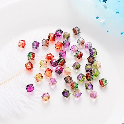 Two Tone Transparent Spray Painted Acrylic Beads ACRP-T005-26-M-1