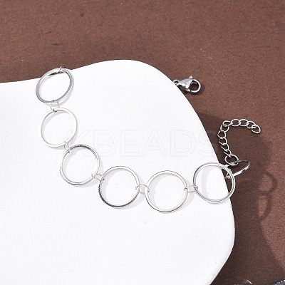 304 Stainless Steel Ring Link Chain Bracelets BJEW-P373-02C-P-1