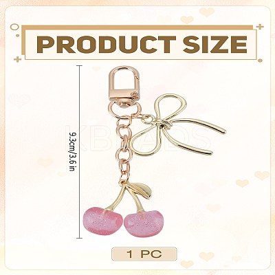 1Pc Cherry & Bowknot Alloy Resin Pendant Decorations HJEW-LP0001-75A-1