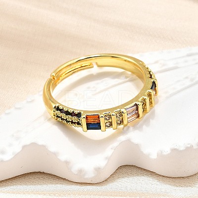 Adjustable Brass Micro Pave Cubic Zirconia Finger Rings for Women RJEW-H247-10G-1