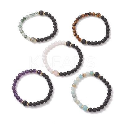 Natural Mixed Gemstone Beads Stretch Bracelet for Women BJEW-JB13194-1