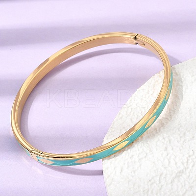 304 Stainless Steel Enamel Hinged Cuff Bangles for Women SA-CBAC920-15G-01D-1