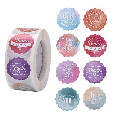 Flat Round Paper Thank You Stickers LS-DIY-C042-15-1