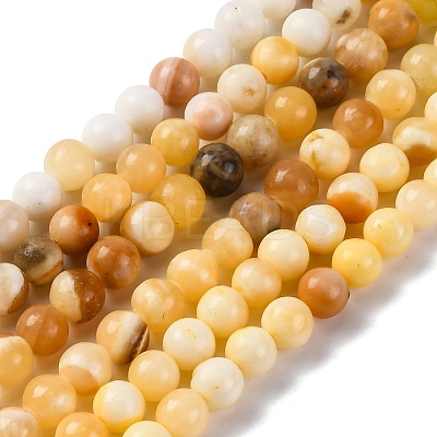 Natural Yellow Jade Beads Strands G-F591-17-6MM-1