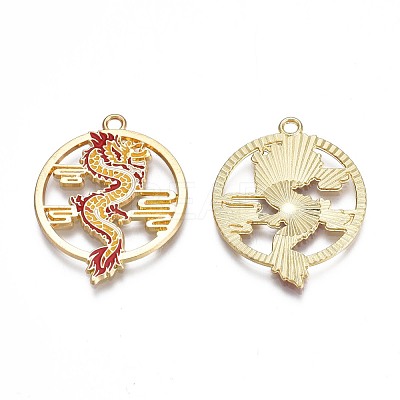 Rack Plating Alloy Enamel Pendants ENAM-N055-079-1
