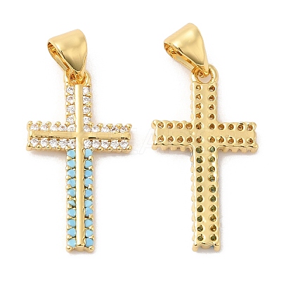 Brass Micro Pave Cubic Zirconia Pendants ZIRC-L103-010G-1