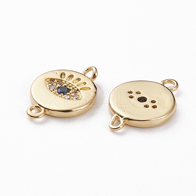 Brass Micro Pave Clear & Royal Blue Cubic Zirconia Links Connectors KK-C100-40G-1