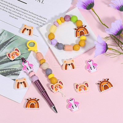 12Pcs 4 Styles Food Grade Eco-Friendly Silicone Focal Beads SIL-SZ0001-71-1