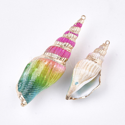 Spray Painted & Electroplate Spiral Shell Big Pendants SSHEL-T010-05A-1