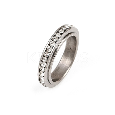 304 Stainless Steel Rhinestone Rotating Finger Rings LS-RJEW-A074-01B-P-1